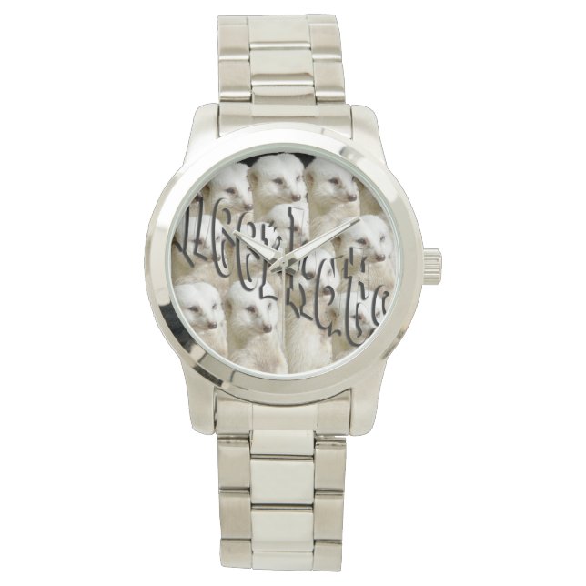 Meerkat Army Logotyp, Large Unisex Silver Watch Armbandsur (Framsida)
