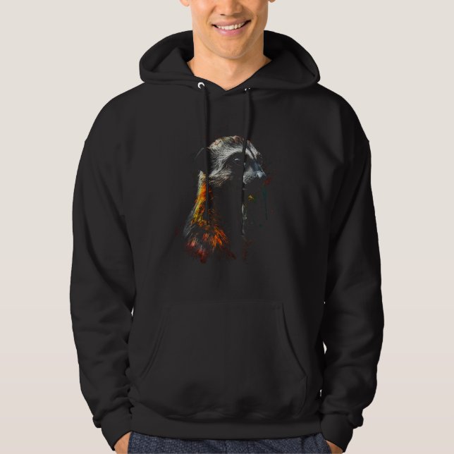 Meerkat Art - Animal Motif Colourful Meerkat Hoodie (Framsida)