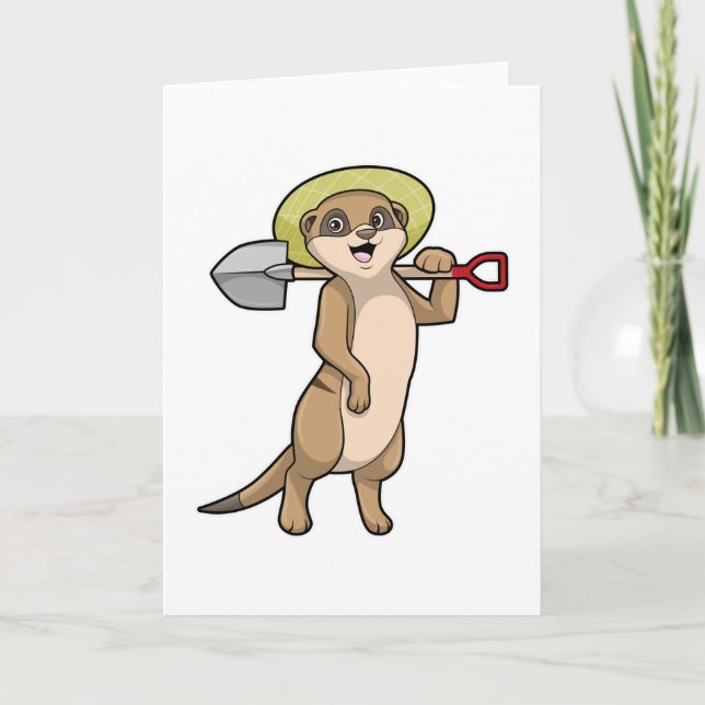 Meerkat as Farmer med Shovel Kort (Framsida)