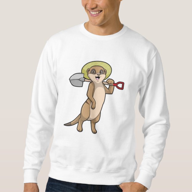 Meerkat as Farmer med Shovel Lång Ärmad Tröja (Framsida)