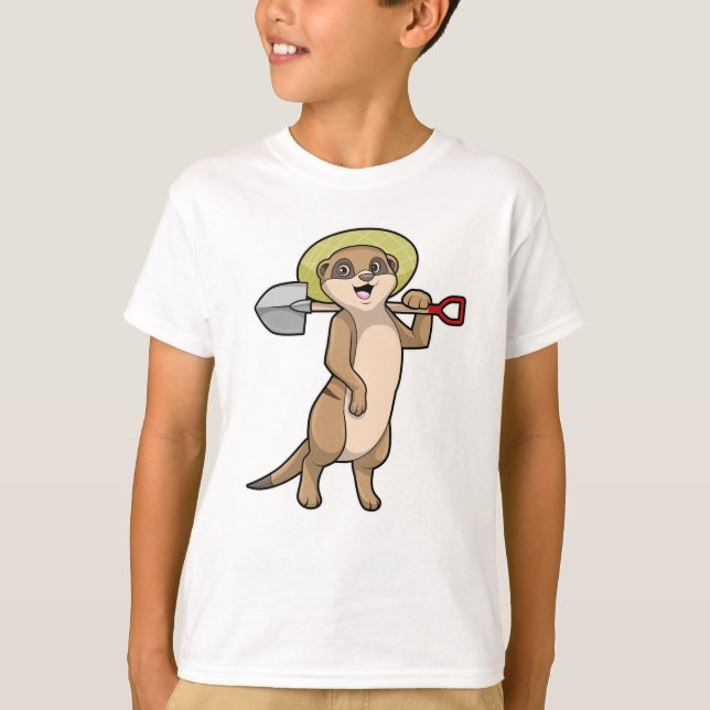 Meerkat as Farmer med Shovel T Shirt (Framsida)