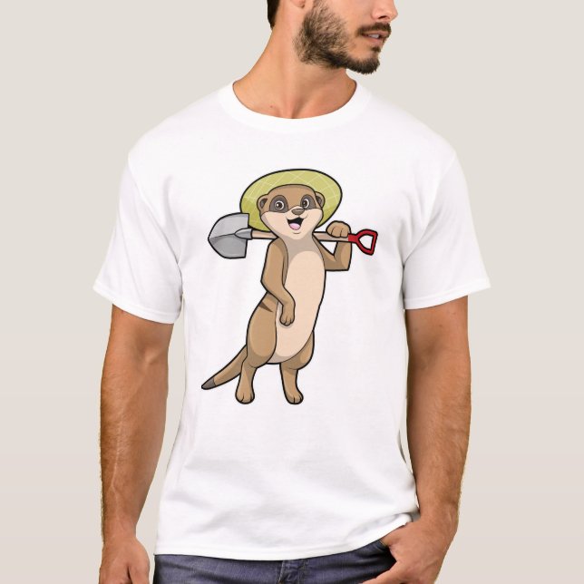 Meerkat as Farmer med Shovel T Shirt (Framsida)