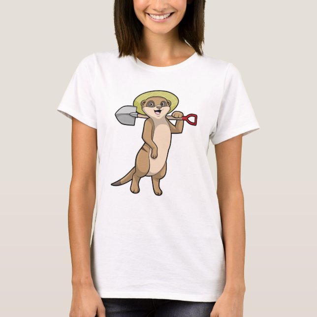 Meerkat as Farmer med Shovel T Shirt (Framsida)