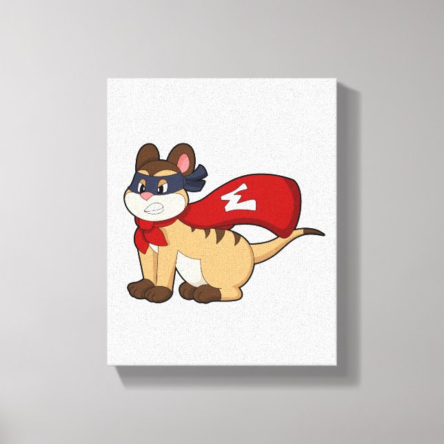 Meerkat as Hero med Mask Canvastryck (Framsida)