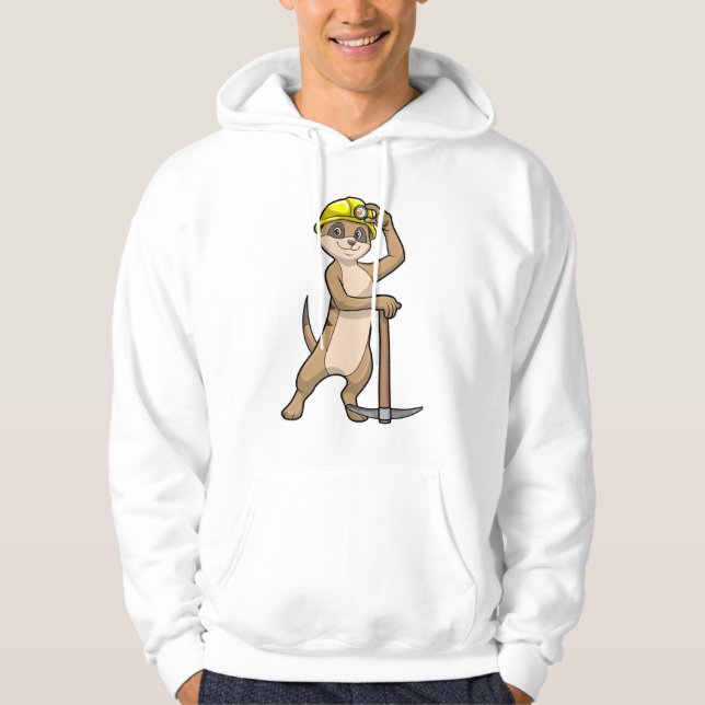 Meerkat as Miner med Pickaxe Hoodie (Framsida)