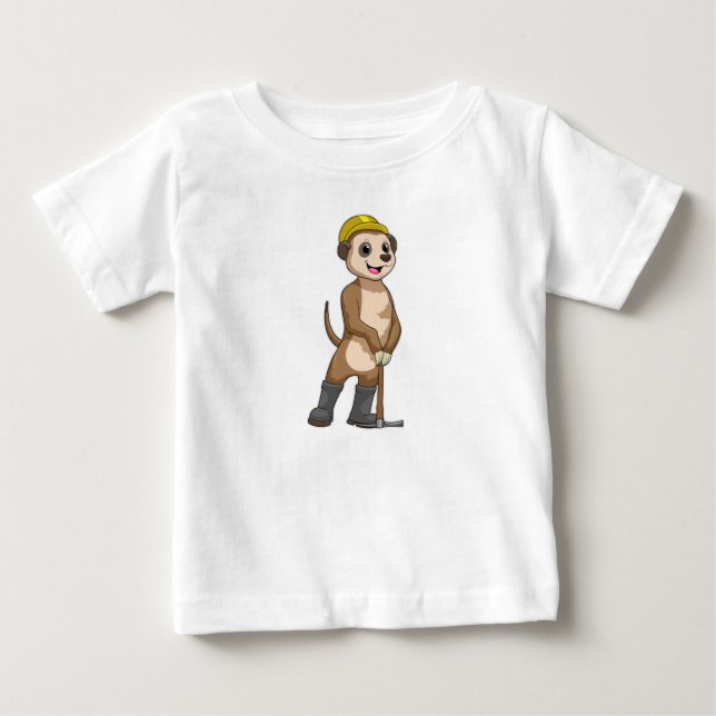 Meerkat as Miner med Pickaxe T Shirt (Framsida)