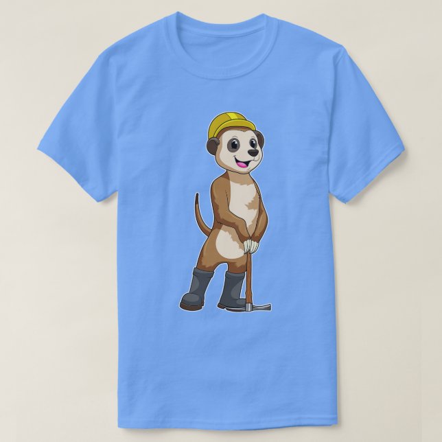 Meerkat as Miner med Pickaxe T Shirt (Design framsida)
