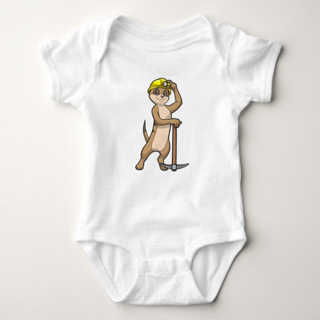 Meerkat as Miner med Pickaxe T Shirt (Framsida)
