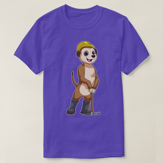 Meerkat as Miner med Pickaxe T Shirt (Design framsida)