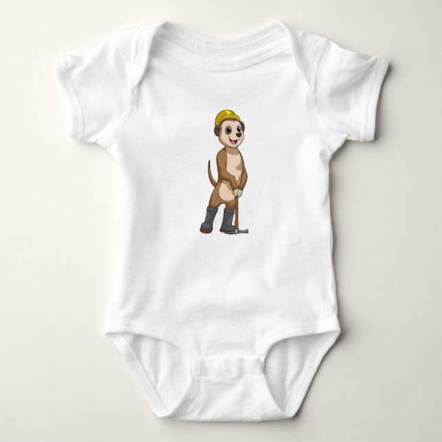 Meerkat as Miner med Pickaxe T Shirt (Framsida)