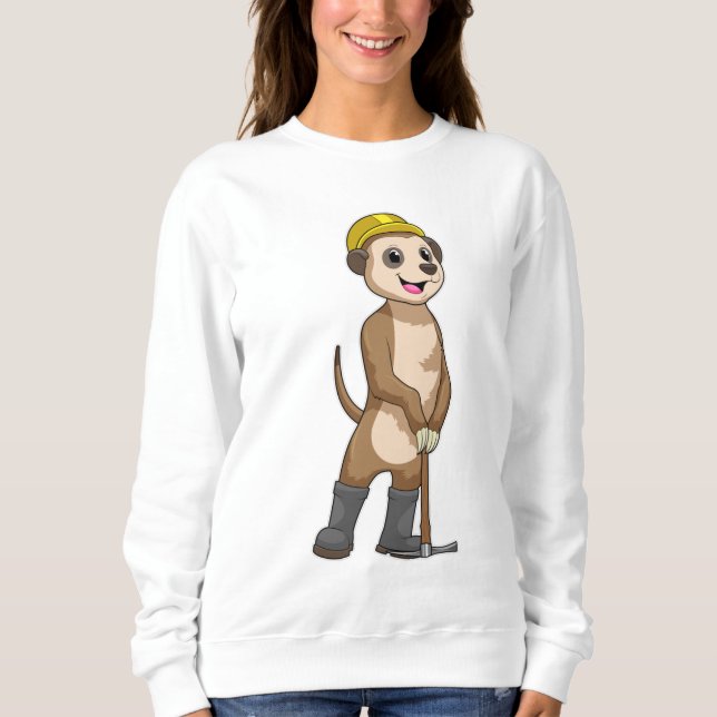 Meerkat as Miner med Pickaxe T Shirt (Framsida)