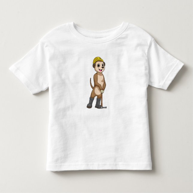 Meerkat as Miner med Pickaxe T Shirt (Framsida)