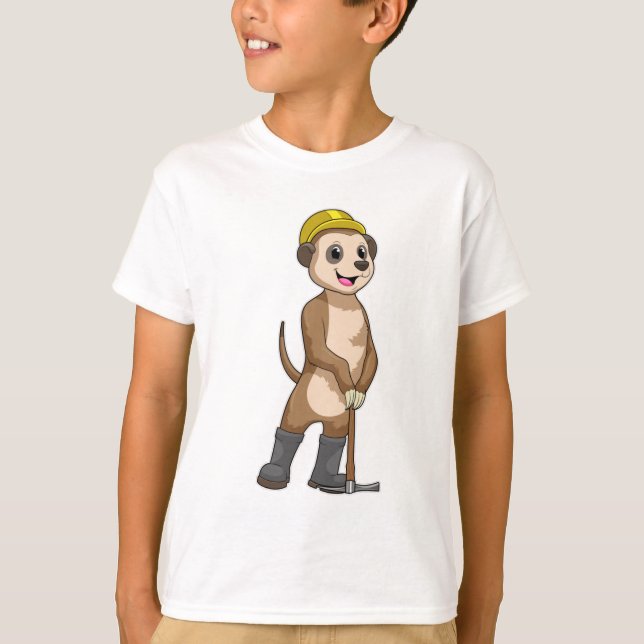 Meerkat as Miner med Pickaxe T Shirt (Framsida)