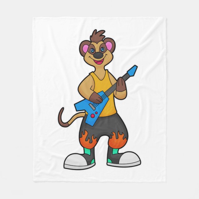 Meerkat as Musician med Guitar Fleecefilt (Framsidan)