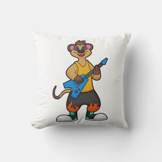 Meerkat as Musician med Guitar Kudde (Framsida)