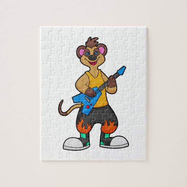 Meerkat as Musician med Guitar Pussel (Vertikal)