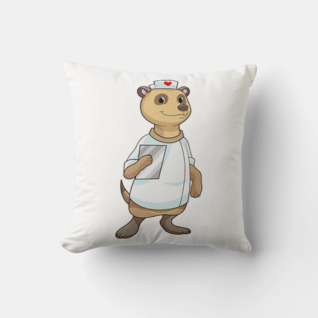 Meerkat as Nurse with Heart Kudde (Framsida)
