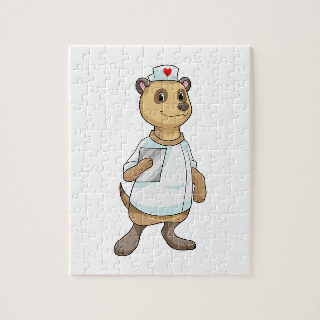 Meerkat as Nurse with Heart Pussel (Vertikal)