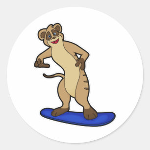 Meerkat as Snowboarder med Snowboard Runt Klistermärke
