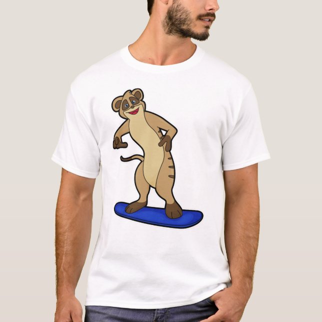 Meerkat as Snowboarder med Snowboard T Shirt (Framsida)