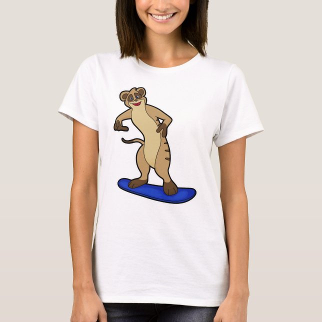 Meerkat as Snowboarder med Snowboard T Shirt (Framsida)