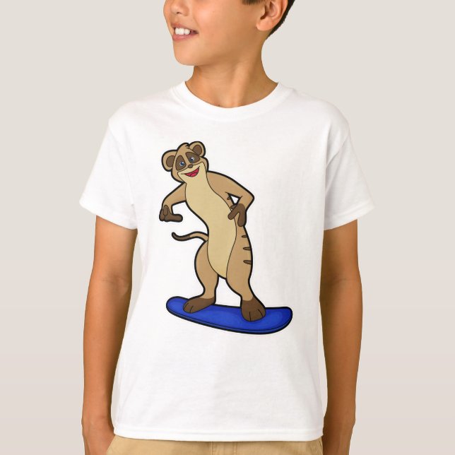 Meerkat as Snowboarder med Snowboard T Shirt (Framsida)