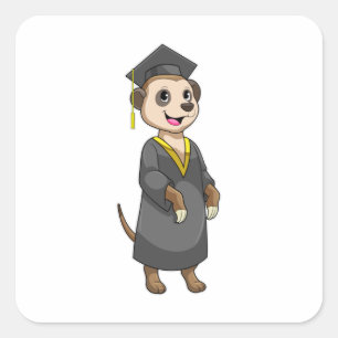 Meerkat as Student med diploma Fyrkantigt Klistermärke