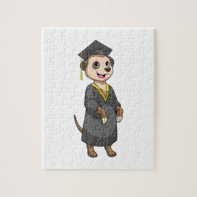 Meerkat as Student med diploma Pussel (Vertikal)