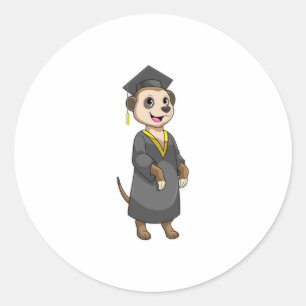 Meerkat as Student med diploma Runt Klistermärke