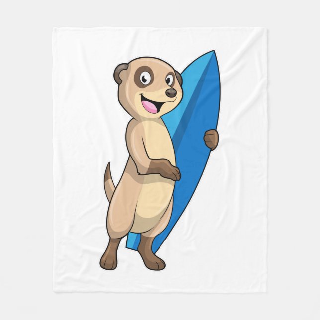 Meerkat as Surfer med Surfboard Fleecefilt (Framsidan)