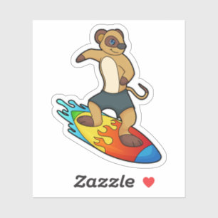 Meerkat as Surfer med Surfboard Klistermärken