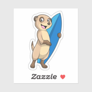 Meerkat as Surfer med Surfboard Klistermärken