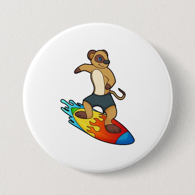Meerkat as Surfer med Surfboard Knapp (Framsida)