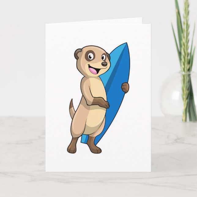Meerkat as Surfer med Surfboard Kort (Framsida)