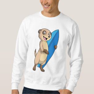 Meerkat as Surfer med Surfboard Lång Ärmad Tröja