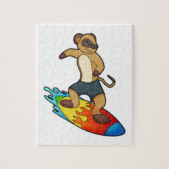 Meerkat as Surfer med Surfboard Pussel (Vertikal)
