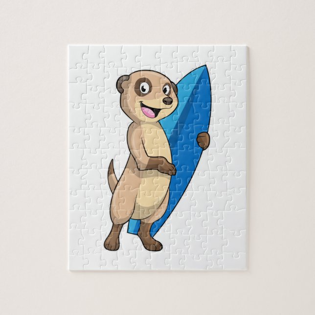 Meerkat as Surfer med Surfboard Pussel (Vertikal)