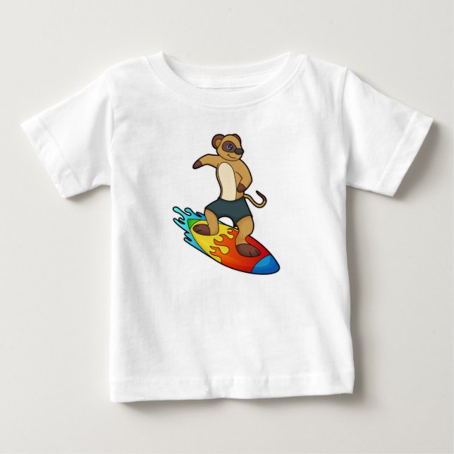 Meerkat as Surfer med Surfboard T Shirt (Framsida)
