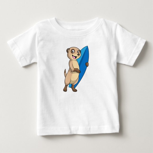 Meerkat as Surfer med Surfboard T Shirt (Framsida)