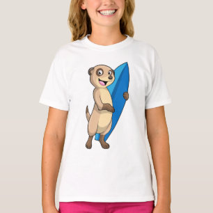 Meerkat as Surfer med Surfboard T Shirt