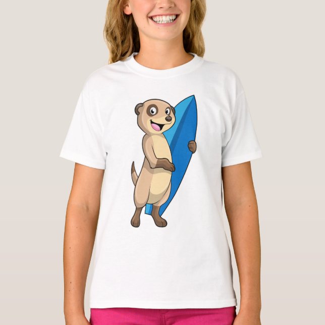Meerkat as Surfer med Surfboard T Shirt (Framsida)