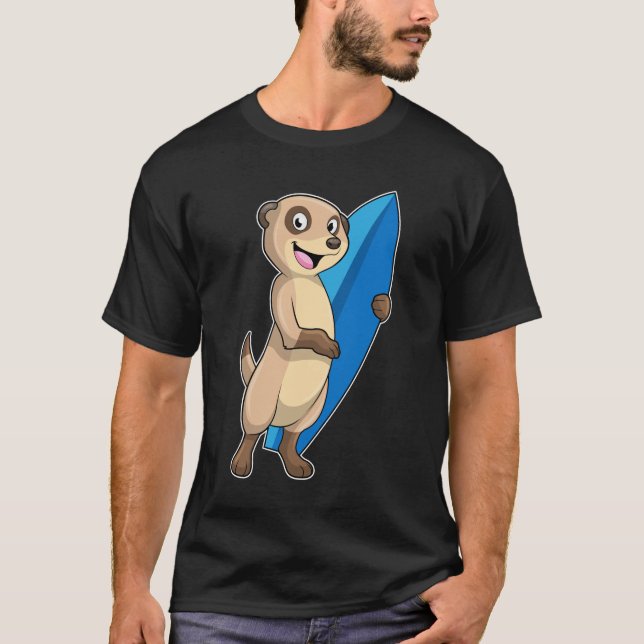 Meerkat as Surfer med Surfboard T Shirt (Framsida)
