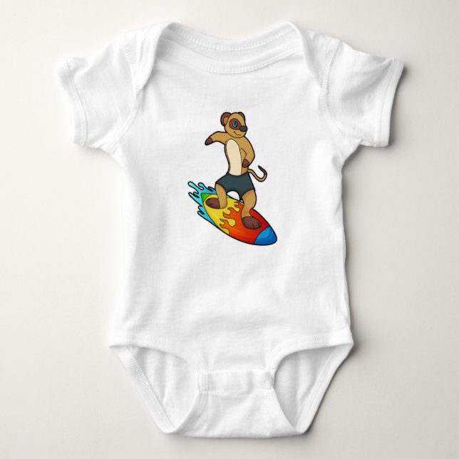 Meerkat as Surfer med Surfboard T Shirt (Framsida)