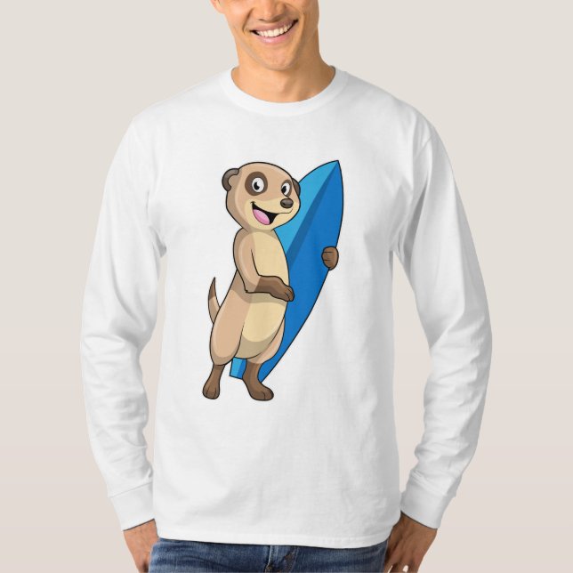 Meerkat as Surfer med Surfboard T Shirt (Framsida)