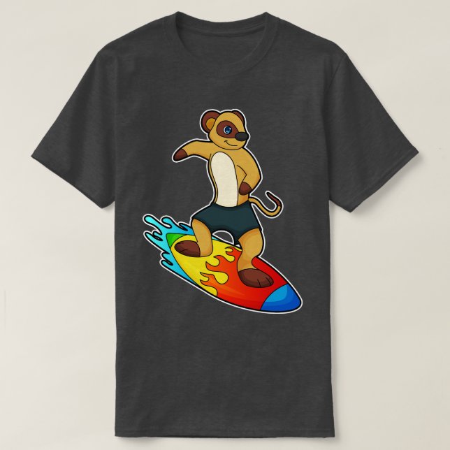 Meerkat as Surfer med Surfboard T Shirt (Design framsida)