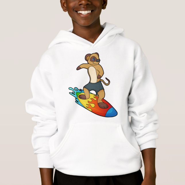 Meerkat as Surfer med Surfboard T Shirt (Framsida)
