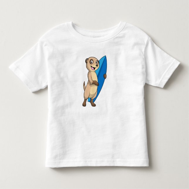 Meerkat as Surfer med Surfboard T Shirt (Framsida)