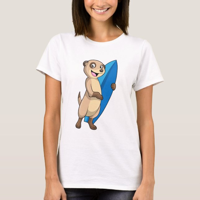 Meerkat as Surfer med Surfboard T Shirt (Framsida)