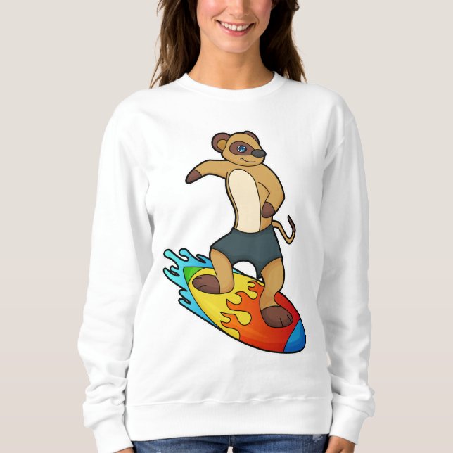 Meerkat as Surfer med Surfboard T Shirt (Framsida)