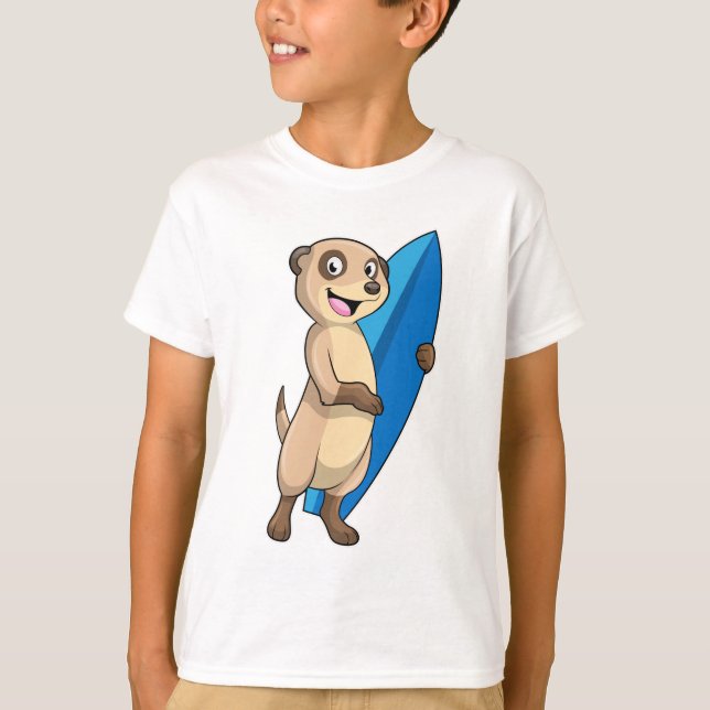 Meerkat as Surfer med Surfboard T Shirt (Framsida)